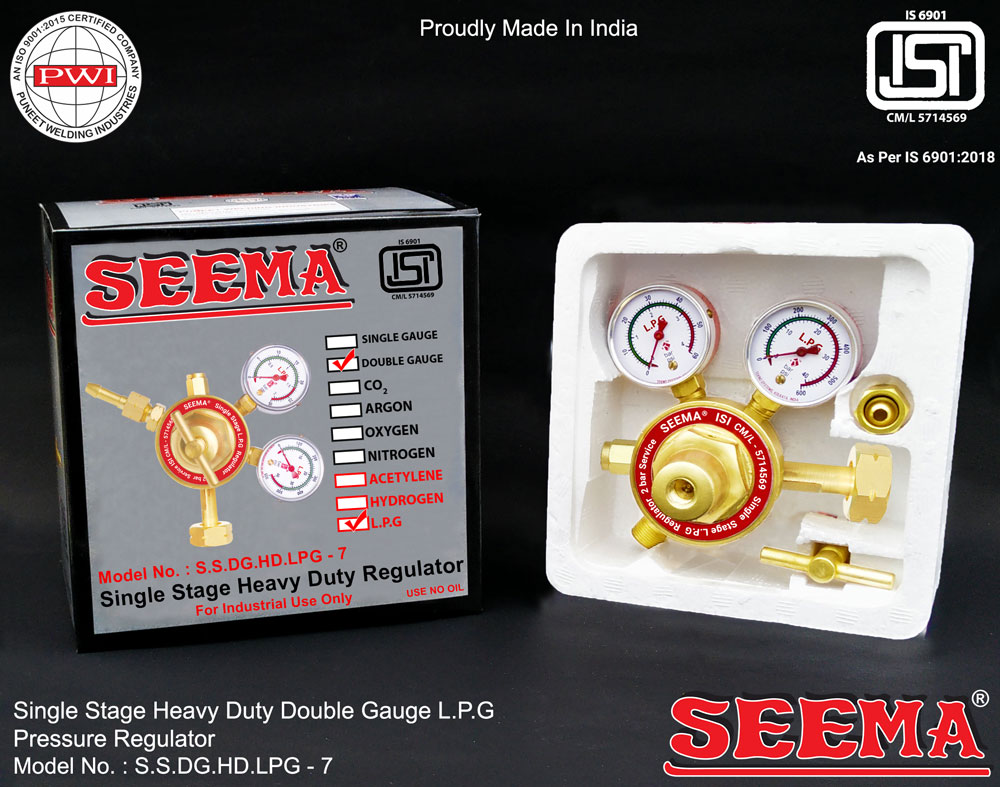 SEEMA Single Stage Double Gauge L.P.G Gas Pressure Regulator(Heavy Duty)
